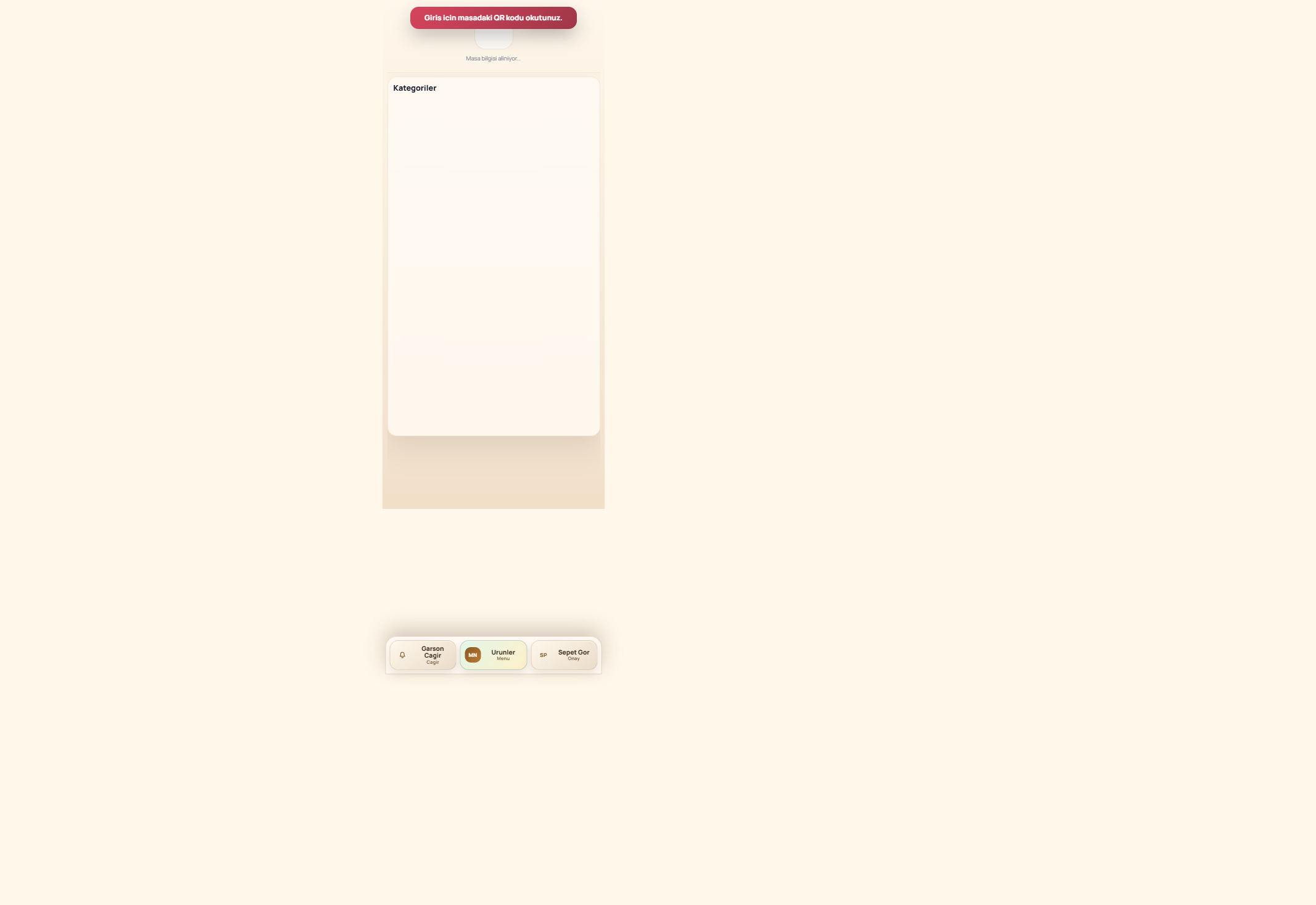 QR menu ve guest deneyimi ekran goruntusu